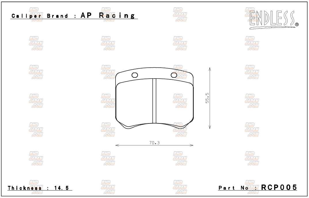 Endless Brake Pads Set MX72 Plus AP Racing Calipers CP2399/2485/2577/5211/5311 - RCP005